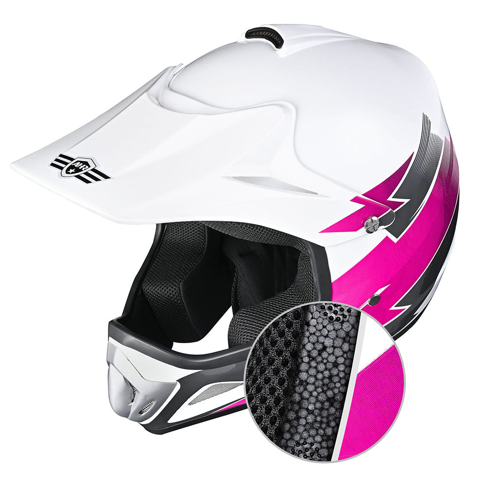 TheLAShop H VEN12 Youth Dirt Bike Helmet - DOT Approved, Lightweight & Ventilated - Perfect for Kids Motocross, ATV Riding & Off-Road Adventures (Pink)