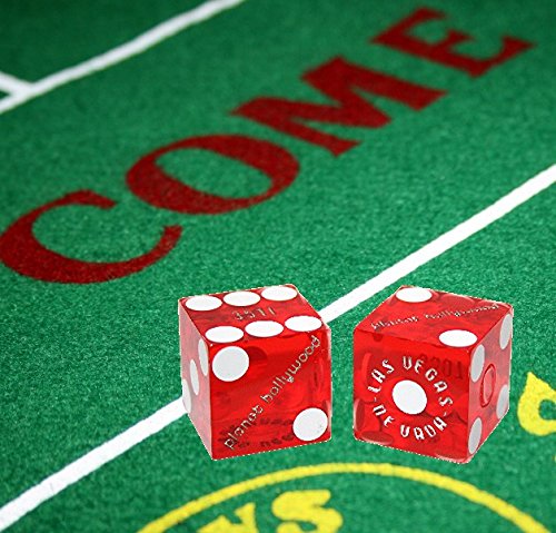 19mm Professional Craps Dice Pair with Matching Serial Numbers - Authentic Las Vegas Casino Table-Played Dice (Red Polished) - Perfect for Casino Games, Home Poker Nights, and Tabletop Gaming
