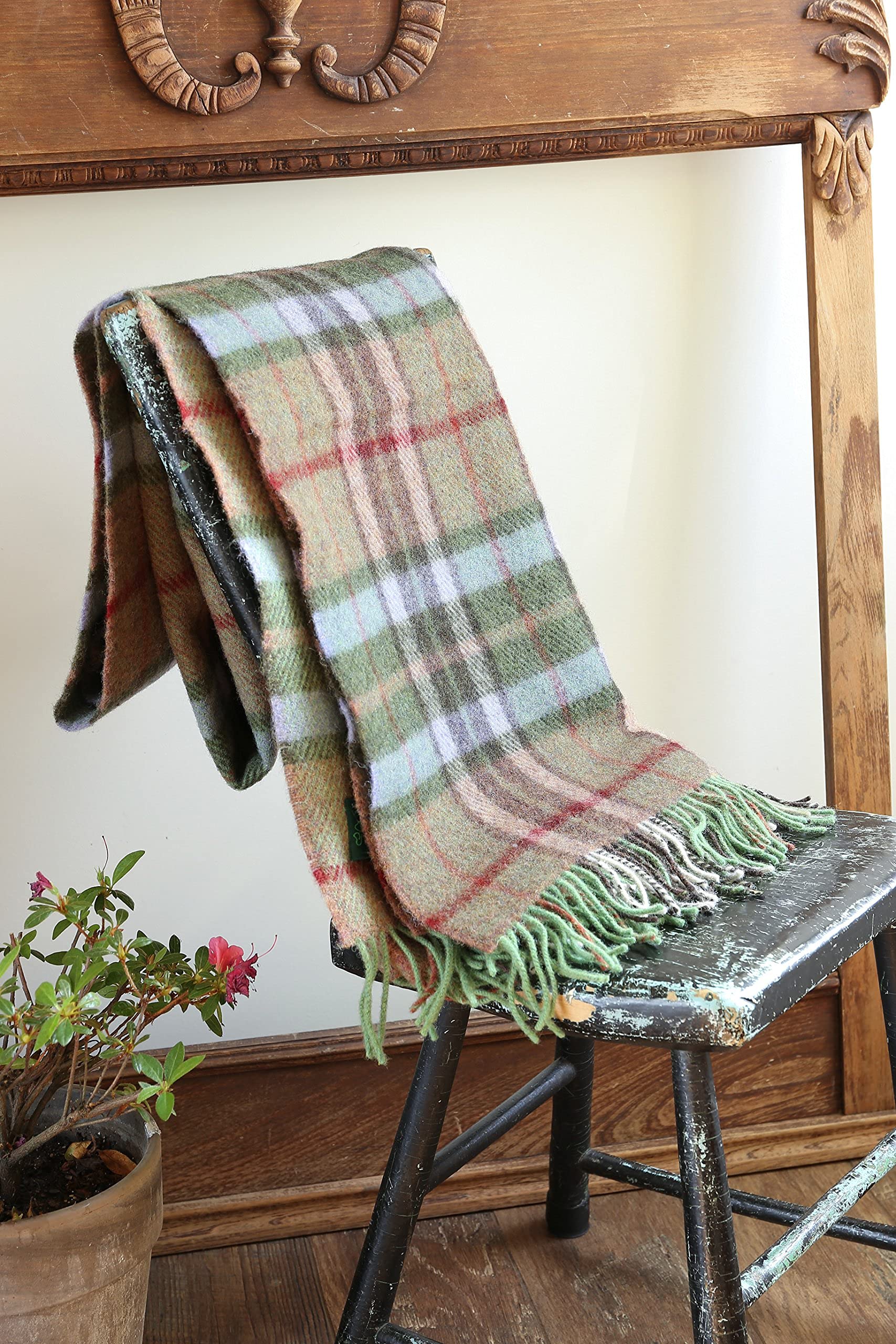 Authentic Irish 100% Wool Throw Blanket - Traditional Plaid Print, Ultra Soft & Warm Heirloom Quality Lambswool - Imported from Ireland - 54