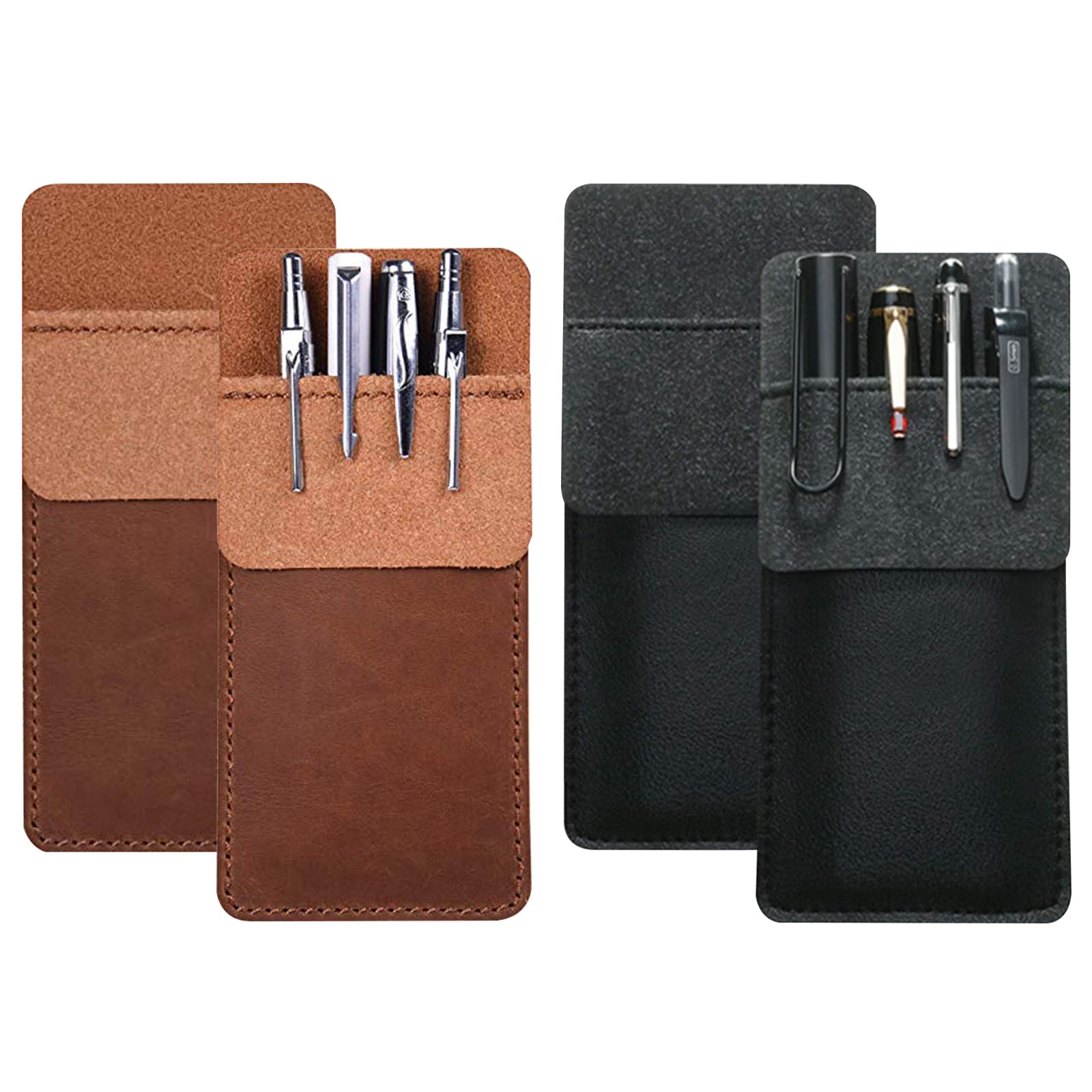 4-Pack Leather Pen Pouch Organizer - Pocket Protector for Pens & Pencils - Office & School Use