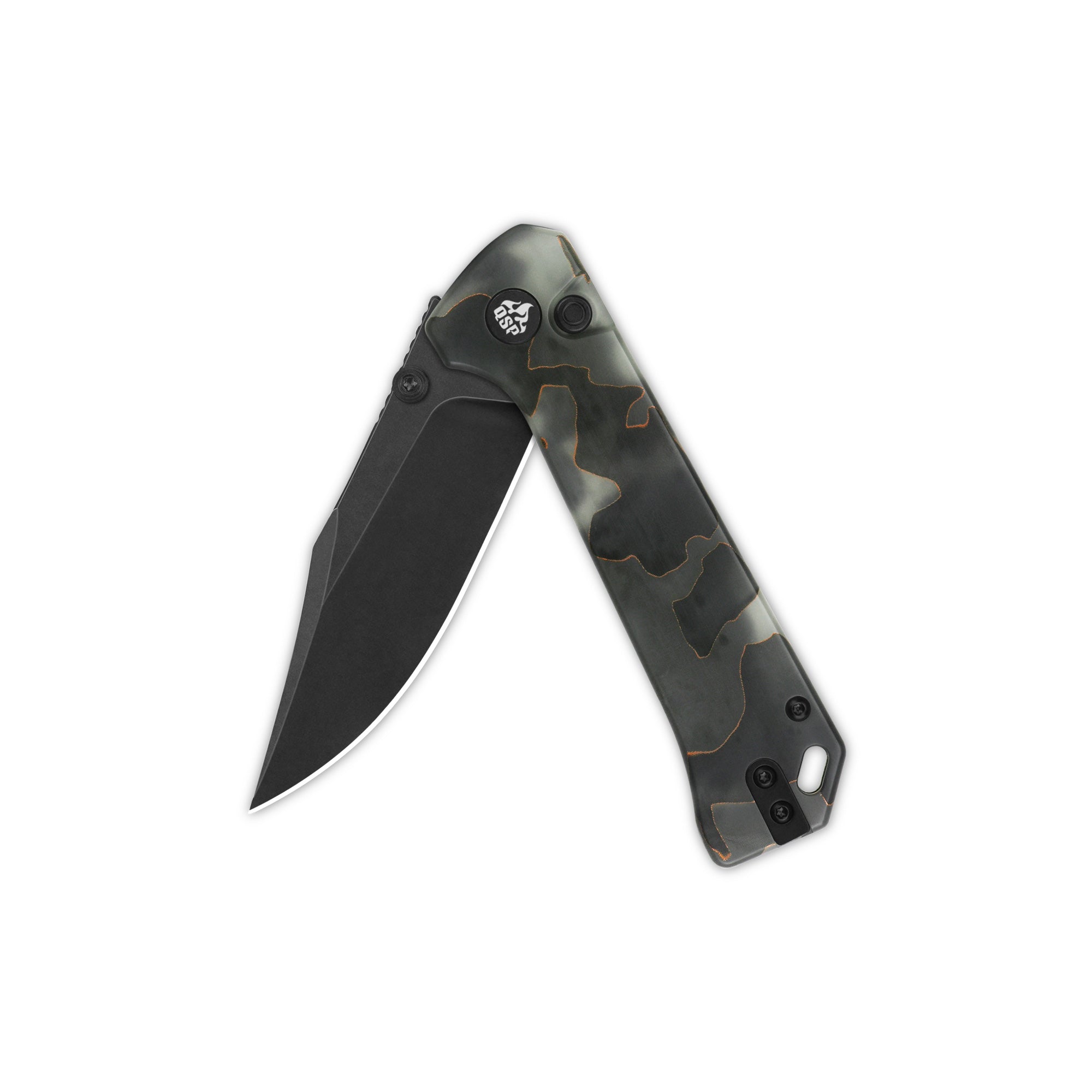 QSP Grebe Button Lock Pocket Knife - S35VN Steel Blade with Raffir Resin Glow in Dark Handle - EDC, Camping, Hiking & Outdoor Survival Tool