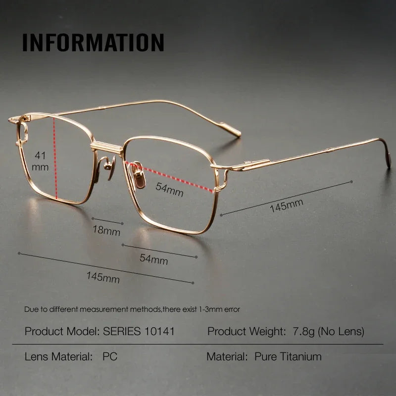 Aror Men's Full Rim Irregular Square Titanium Eyeglasses Frame 10141 - Lightweight Durable Glasses for Work, Reading & Fashion