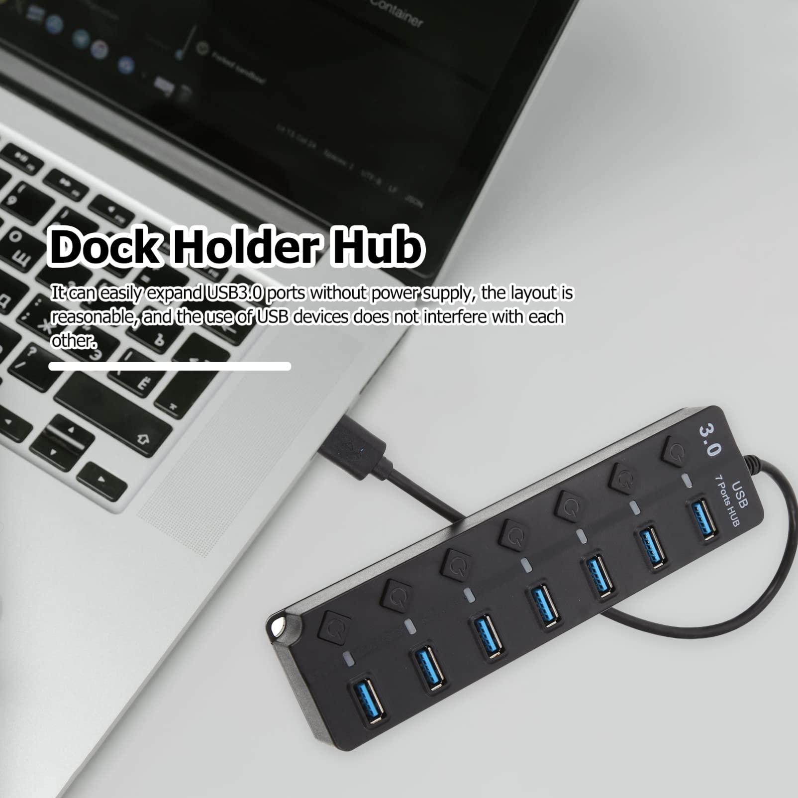 Mobestech 4-Port USB 3.0 Hub for Laptop - High-Speed Data Transfer USB Splitter with LED Indicators - Perfect for Home Office, Gaming & Multi-Device Charging