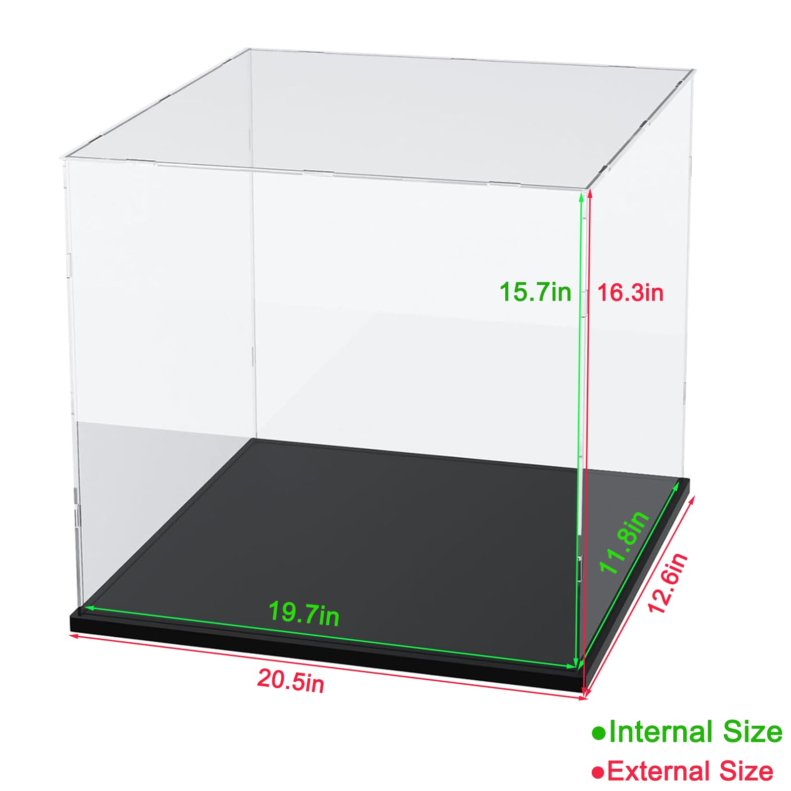 Premium Thickened Clear Acrylic Display Case for Lego Sets 21061 75365 76435 10326 - Large Dustproof Protection Box with Wood-Plastic Base & LED String Lights (19.7x11.8x15.7inch, Black Interior) - Perfect for Showcasing Collectibles, Home Decor, and Gift Display