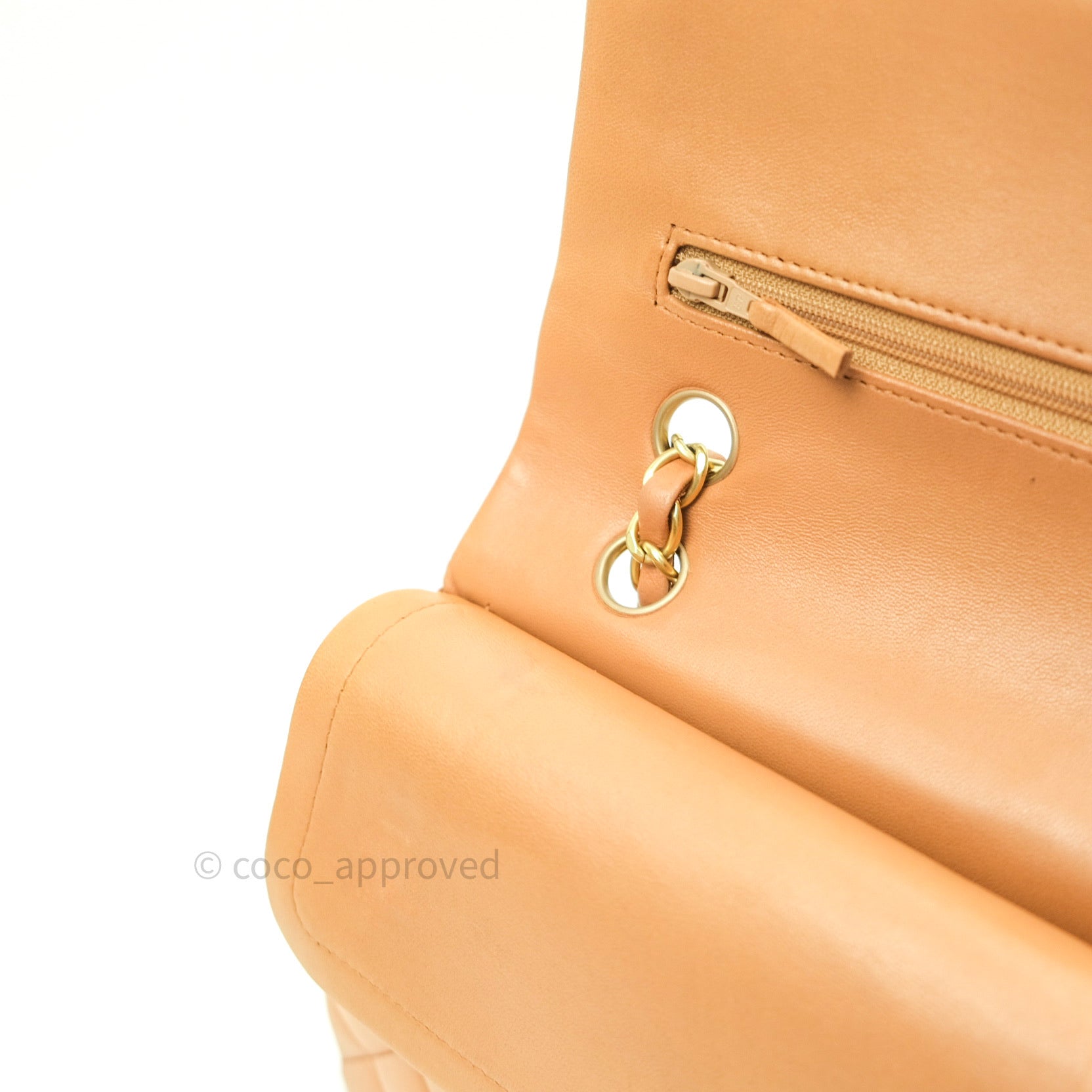 Chanel Classic Flap Bag M/L Size in Beige Lambskin Leather with Gold Hardware - Perfect for Everyday Luxury & Special Occasions