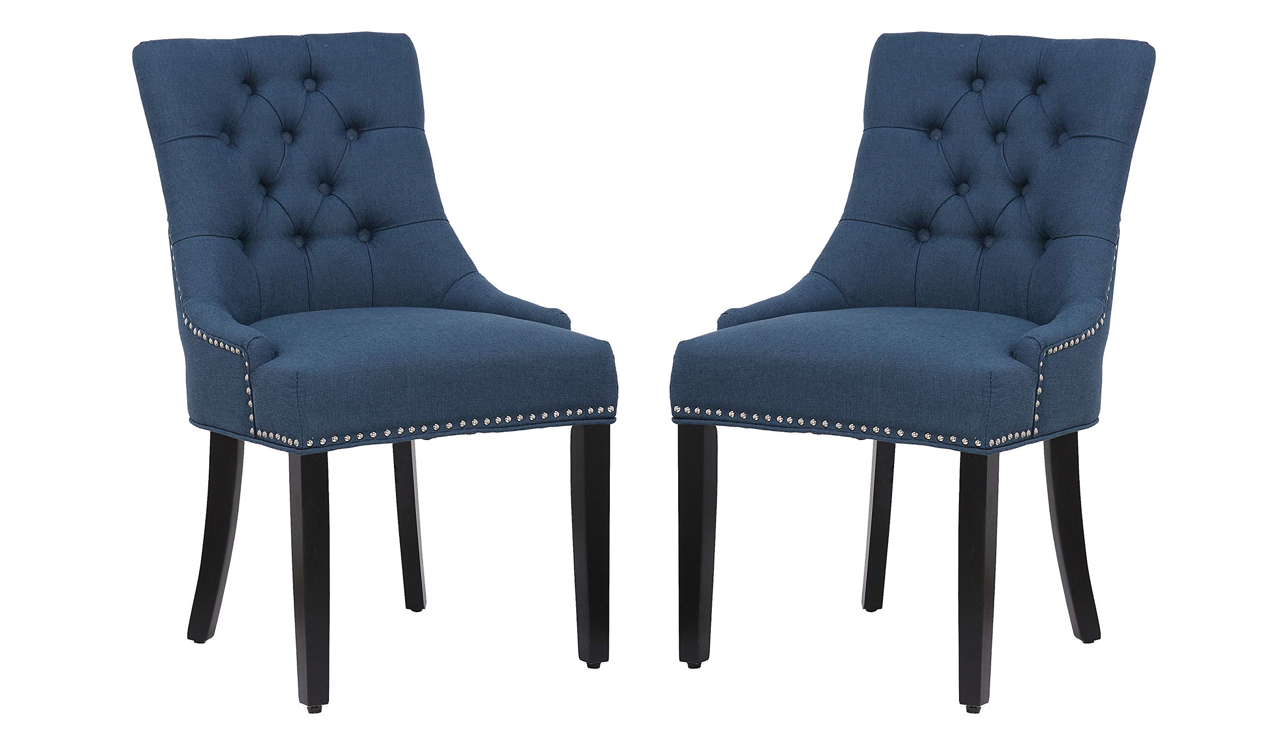 Premium Linen Upholstered Wingback Dining Chairs Set of 2 - Button Tufted Accent Chairs for Kitchen, Living Room & Tea Room - Comfortable Modern Home Furniture for Entertaining & Relaxation