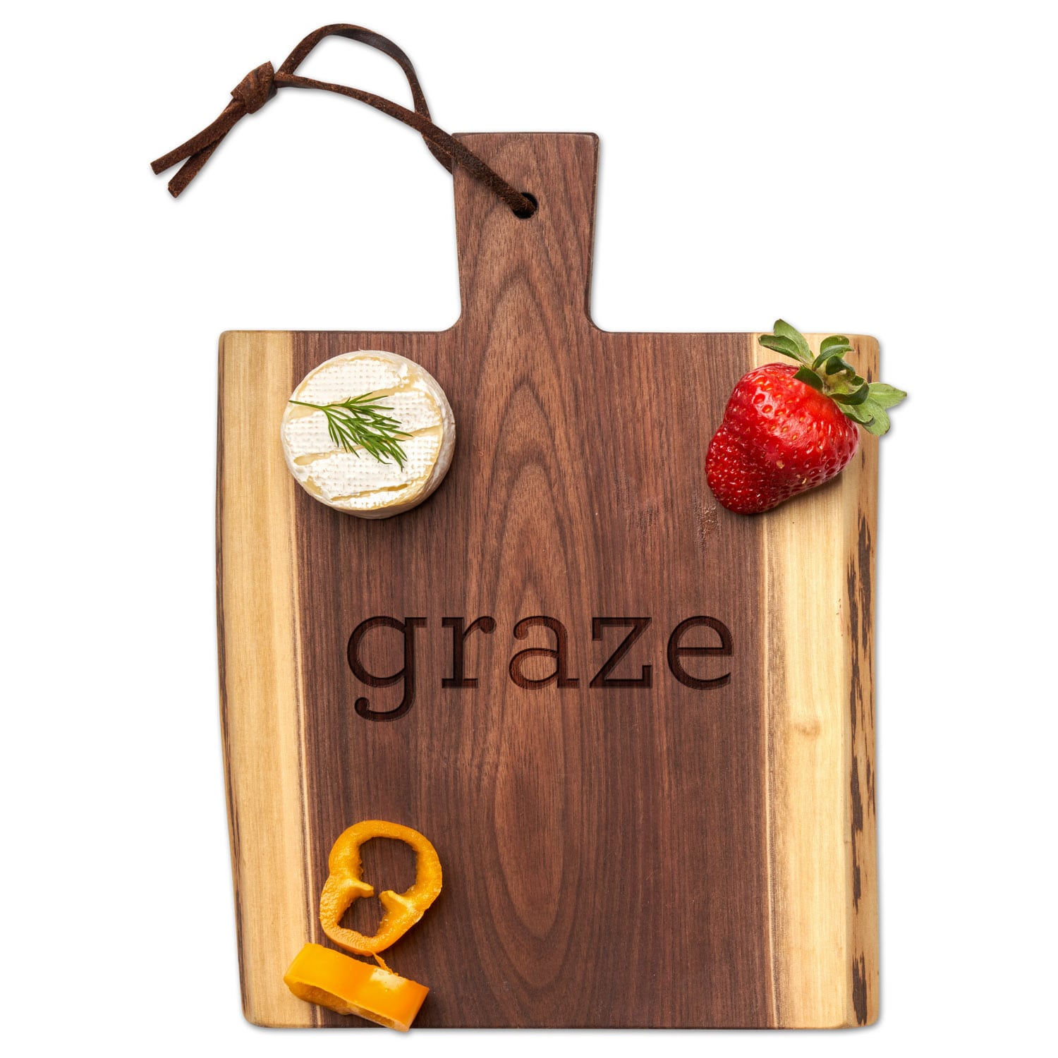 Live Edge Walnut Charcuterie Board - Single Handle Cheese & Charcuterie Serving Tray (9