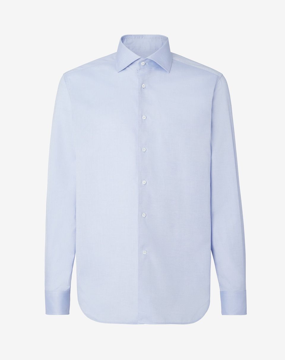 Corneliani Men's Oxford Cotton Shirt in Blue & Sky | Classic Casual Button-Down Shirt for Office, Business & Everyday Wear