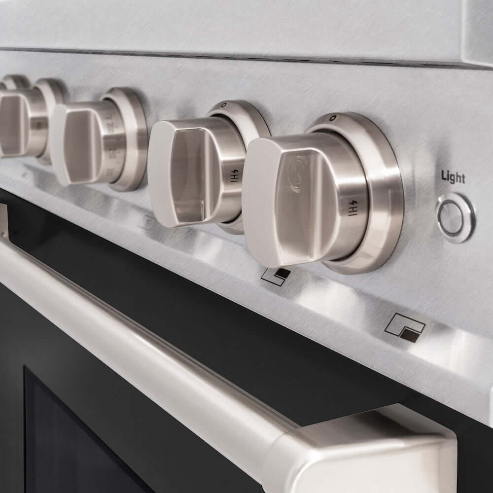 ZLINE 30 Inch 4.2 Cu. Ft. Dual Fuel Range - 4 Burner Gas Cooktop & Electric Convection Oven - Satin Stainless Steel with Black Matte Door (CDRS BLM 30) - Perfect for Modern Kitchens & Professional Cooking