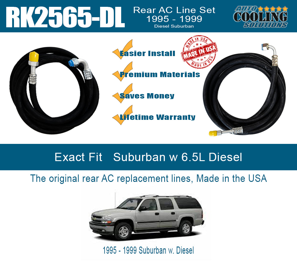 1995-1999 Chevy Suburban 6.5L Diesel Rear AC Line Replacement Kit - Perfect for Summer Cooling System Repairs & Maintenance