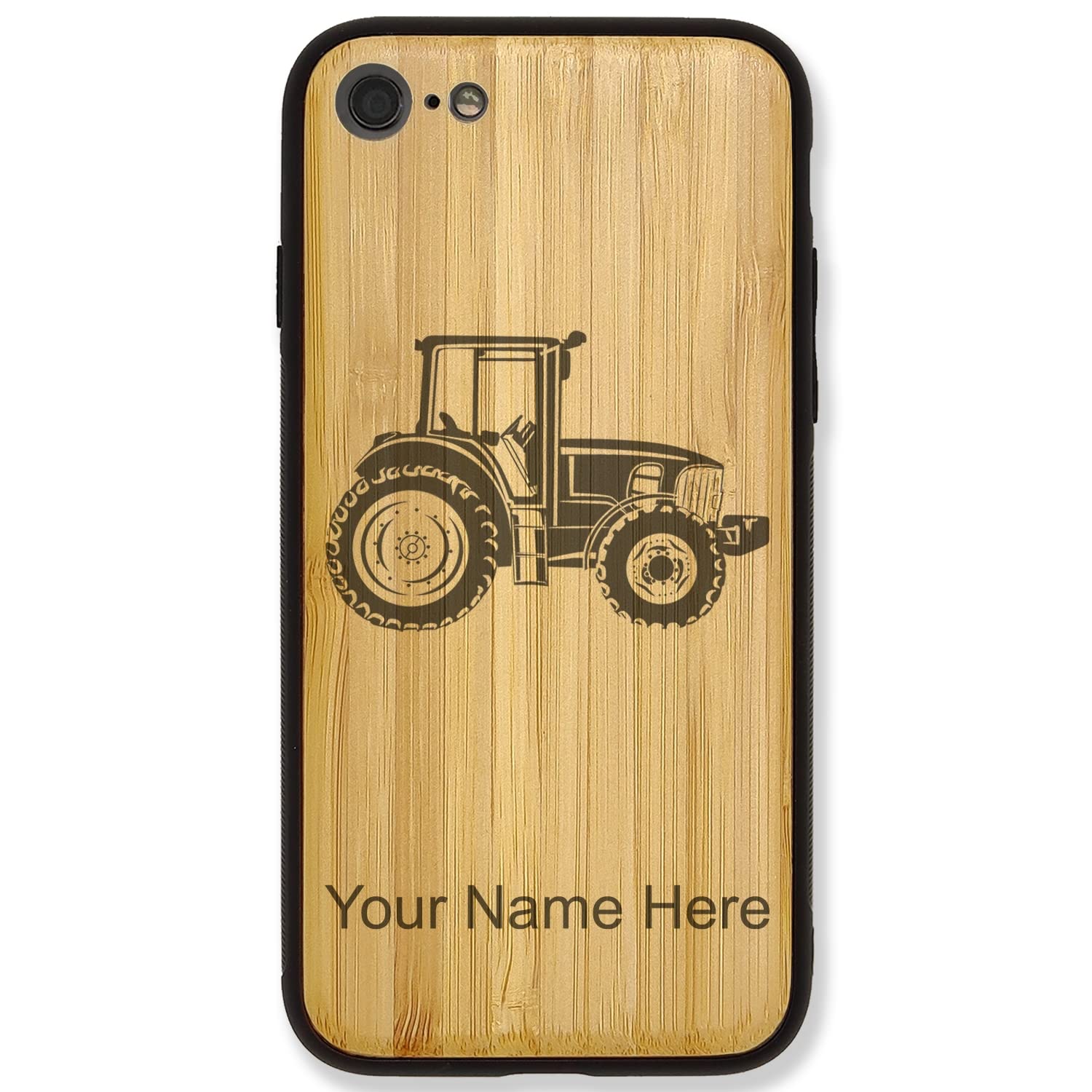 Farm Tractor Design Bamboo Phone Case for iPhone 7 Plus & 8 Plus | Personalized Engraving | Durable Protective Cover for Work & Outdoor Activities