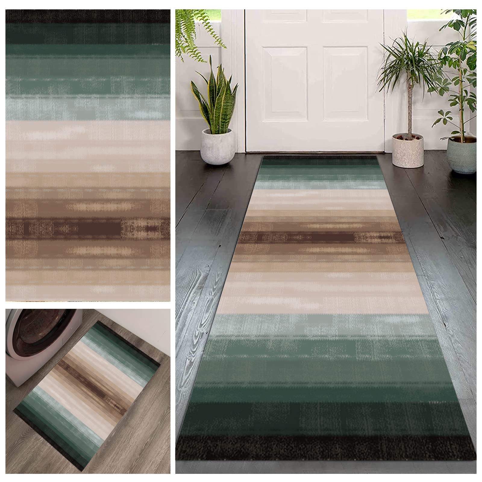 Runner Rug for Hallways - Long Kitchen Rug Machine Washable, Stain Resistant Non-Shed Carpet - Perfect for Laundry Room, Living Room, Bathroom & Entryway