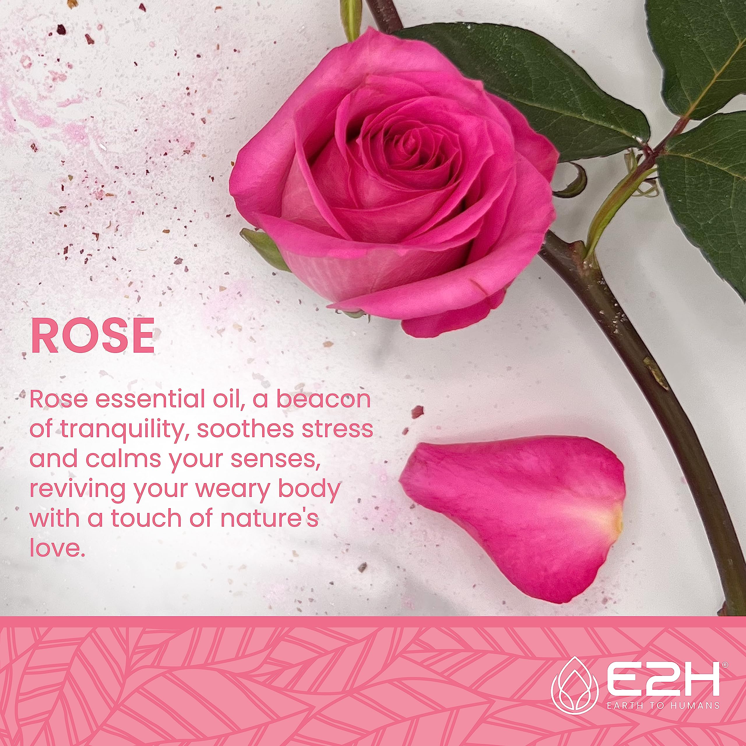 E2H Love Bath Bomb - Rose Scented Relaxing Bath Soak for Valentine's Day, Self Care & Romantic Gifts - Perfect for Spa Nights, Couples Bath & Stress Relief