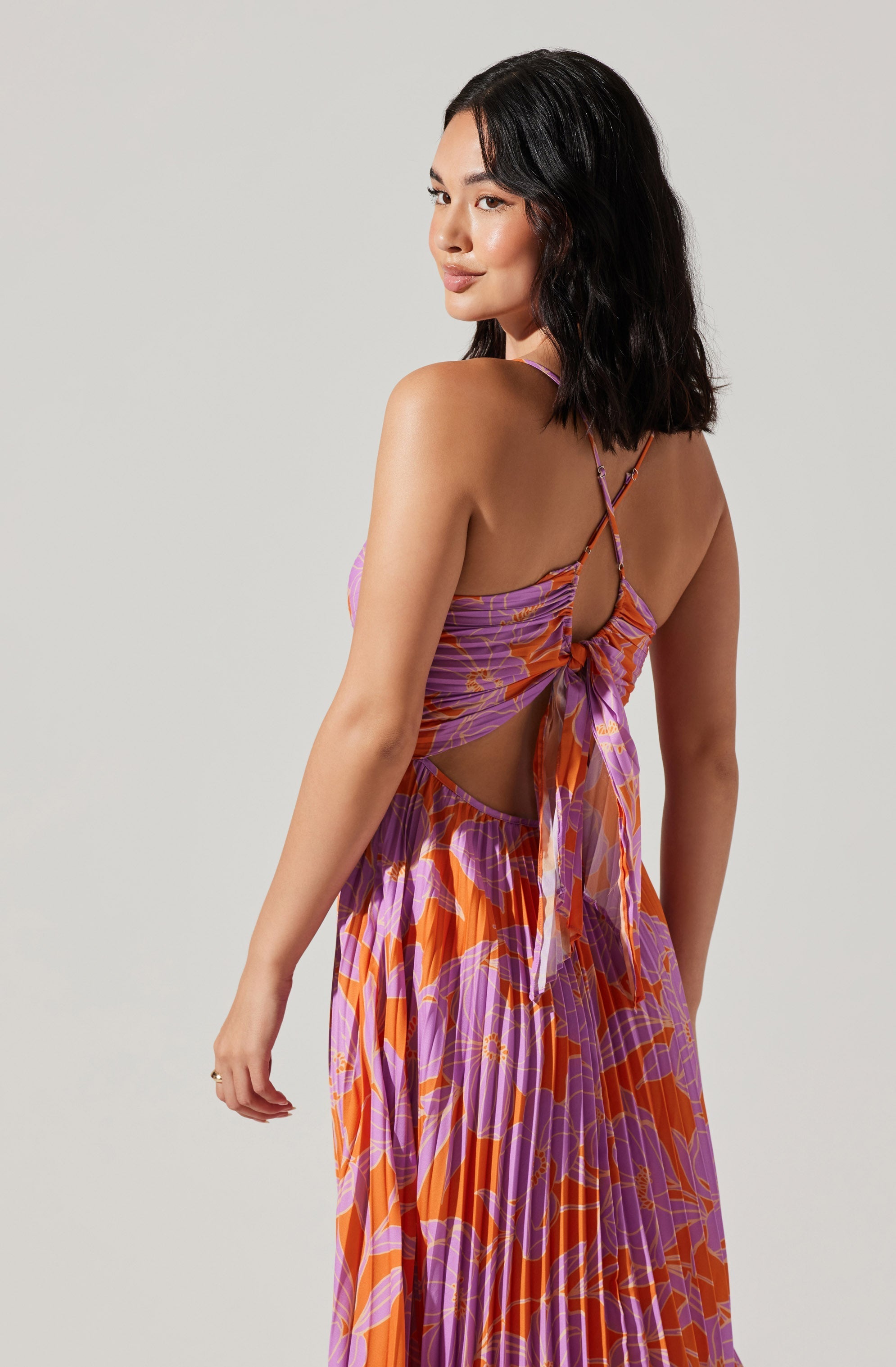 Blythe Floral Plisse Midi Dress for Women - Summer Flowy Ruffled Party Dress - Perfect for Weddings, Garden Parties & Date Nights