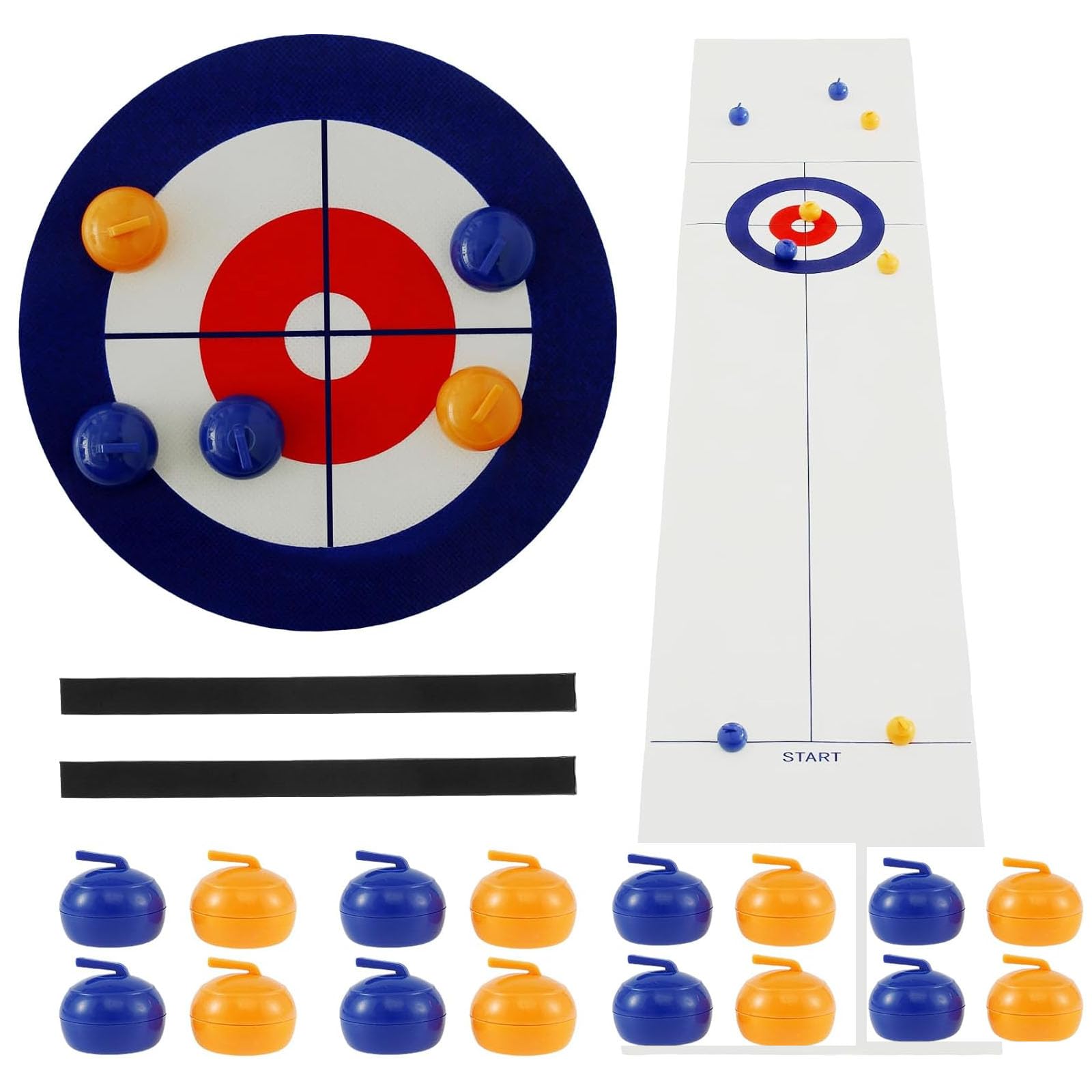 Portable Mini Tabletop Curling Game Set with 16 Rollers - Fun Indoor & Travel Board Game for Adults, Kids & Family - Perfect for Parties, Office Breaks & Family Game Nights