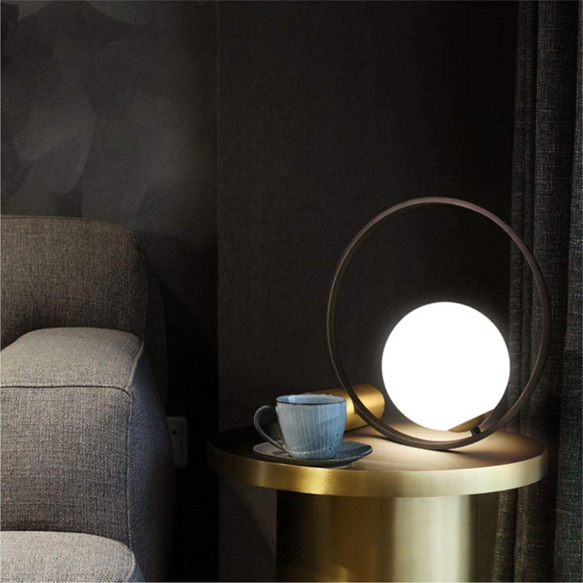 Vintage Black Metal Globe Table Lamp - Mid Century Modern Nightstand Lighting for Bedroom, Living Room & Office - Large Glass Shade Desk Lamp with Warm Ambient Glow for Cozy Reading & Relaxation