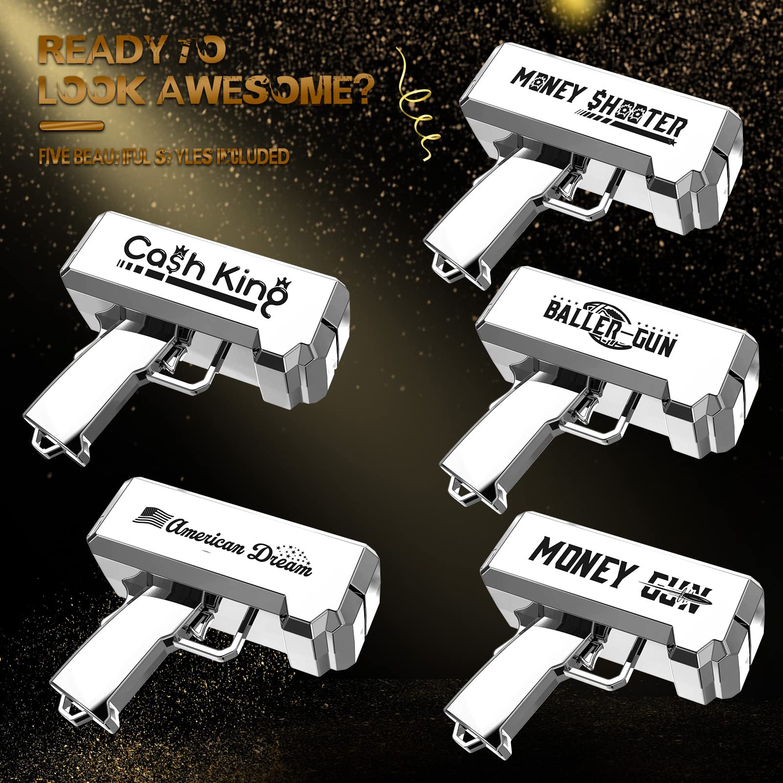 RUVINCE Realistic Money Gun Shooter - Prop Cash Gun for Movies, Parties & Games | Handheld Make It Rain Money Gun for Events, Celebrations & Film Props