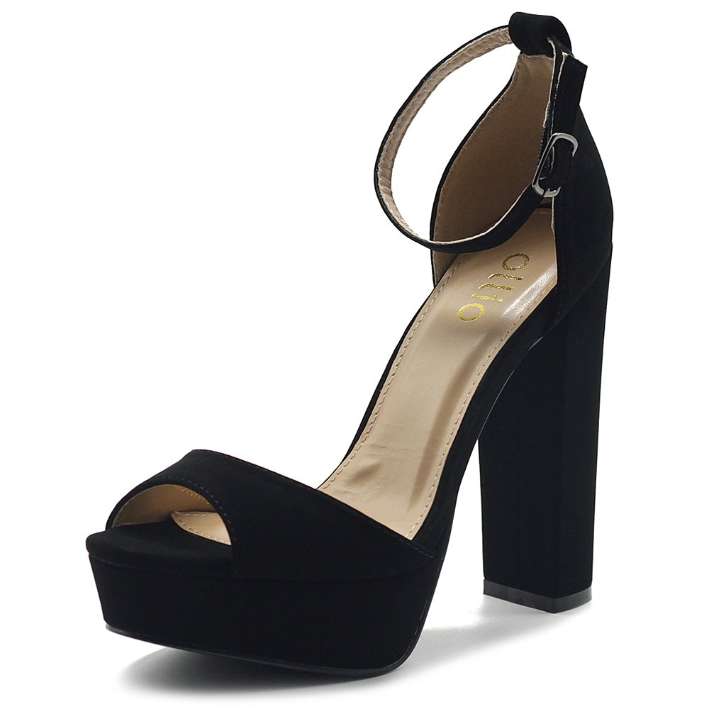 Ollio Women's Chunky High Heel Sandals with Ankle Strap - Comfortable Platform Dress Shoes for Weddings, Parties & Night Out