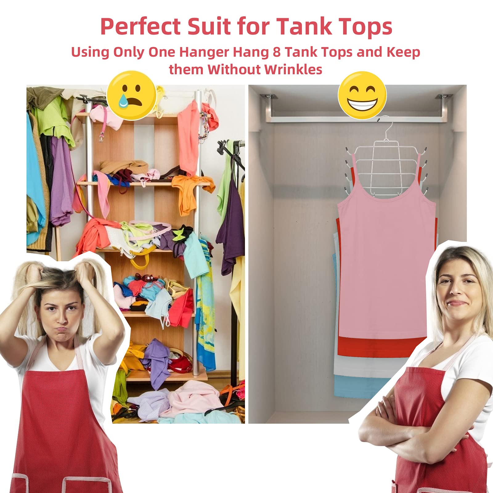 Niclogi 4-Pack Bra & Tank Top Hanger Organizer with 2 Multifunctional Hooks - Space Saving Metal Closet Storage for Sports Bras, Camisoles & Underwear - Maintain Shape & Save Closet Space (Silver) | Perfect for Gym Locker, Travel & Small Closet Organization
