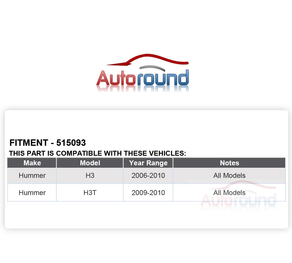 Autoround 515093 Pair 4WD Front Wheel Bearing and Hub Assembly - Compatible with 2006-2010 Hummer H3 & 2009-2010 H3T 6-Lug with ABS - Perfect for Off-Roading, Towing, and Daily Driving