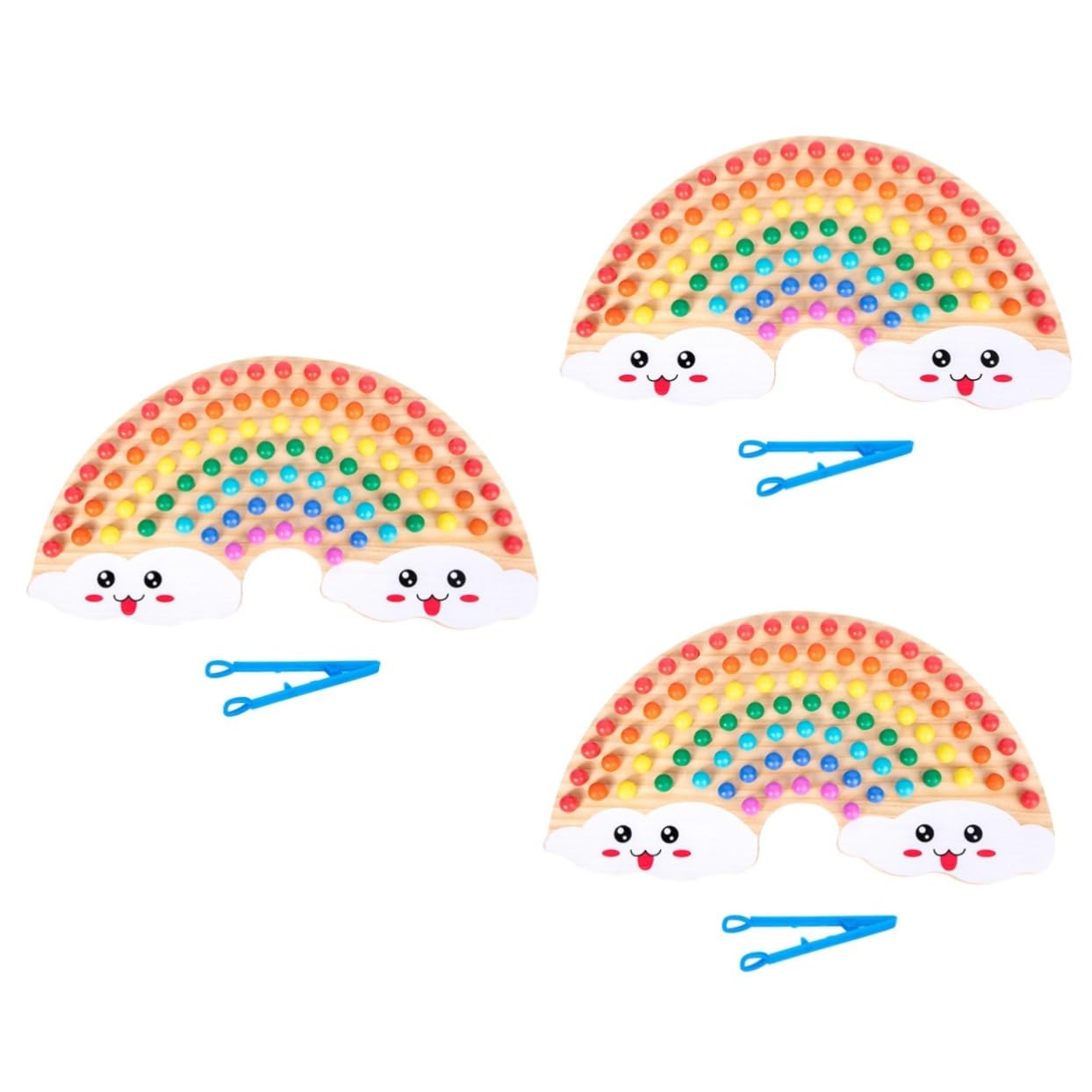 Rainbow Clip Beads Counting Toy - Wooden Puzzle for Preschool Learning & Play