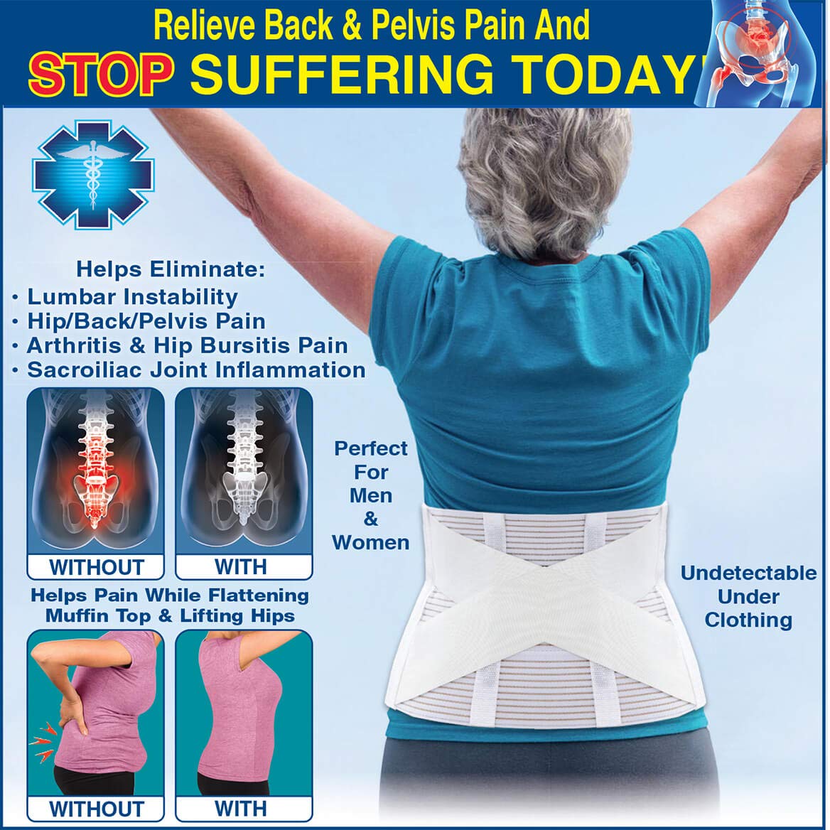 Spine Align Back Brace - Posture Corrector for Pain Relief & Support - Ideal for Office Work, Driving & Daily Activities