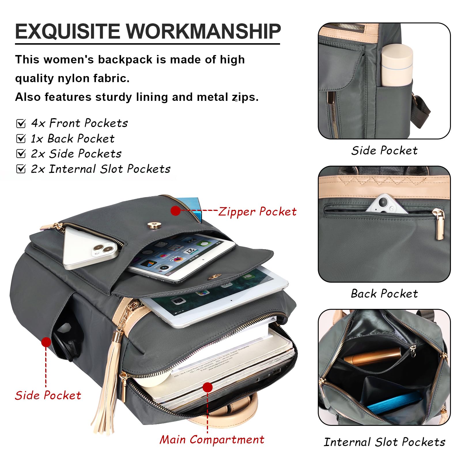 Leathario Women's Small Backpack Purse - 13 Inch Laptop Backpack for Work & Travel, Lightweight Nylon Casual Daypack for Daily Use | Perfect for Office, Commuting & Weekend Getaways