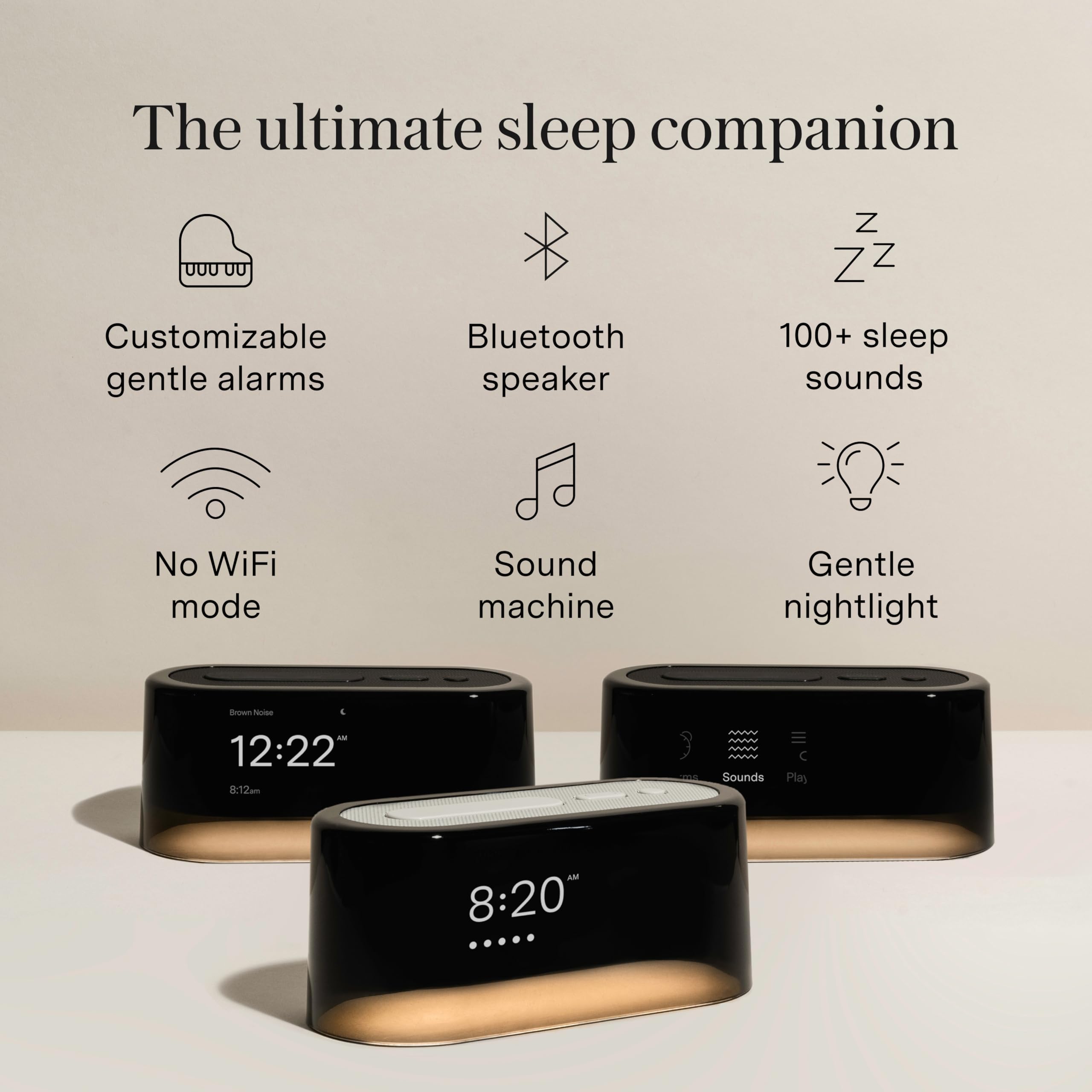 Loftie Smart Alarm Clock with Bluetooth Speaker, White Noise & Nightlight - Battery-Powered Bedroom Clock for Better Sleep (Black) | Perfect for Nightstands, Home Offices & Travel Use