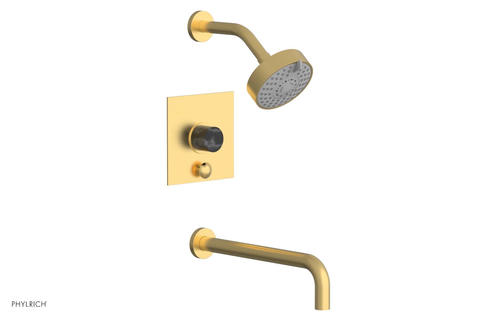BASIC II 12 Pressure Balance Tub and Shower Set - Black Marble Finish (230S 28 12) | Perfect for Modern Bathroom Renovations & Spa-Like Showers