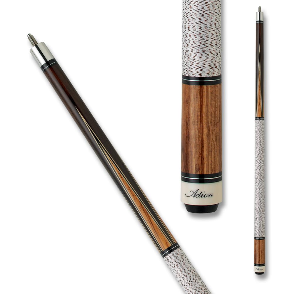 Premium Billiards Pool Cue Stick with Chocolate & Zebrawood Inlay Design - Perfect for Professional Play, Home Game Rooms, and Tournament Use