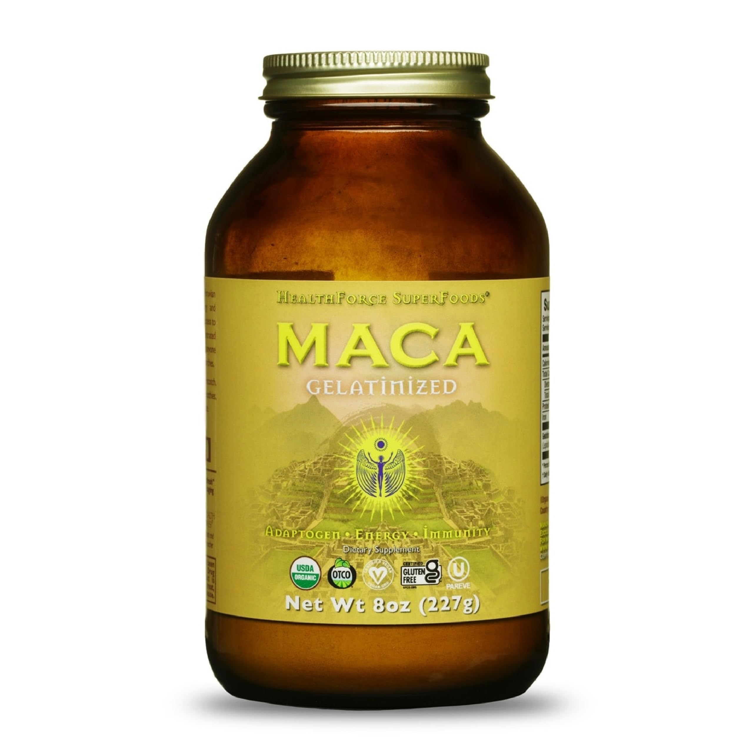 HealthForce SuperFoods Gelatinized Maca Powder - 8 Oz Organic Peruvian Maca Root for Energy, Hormone Balance & Stress Relief - Perfect for Smoothies, Baking & Wellness Drinks