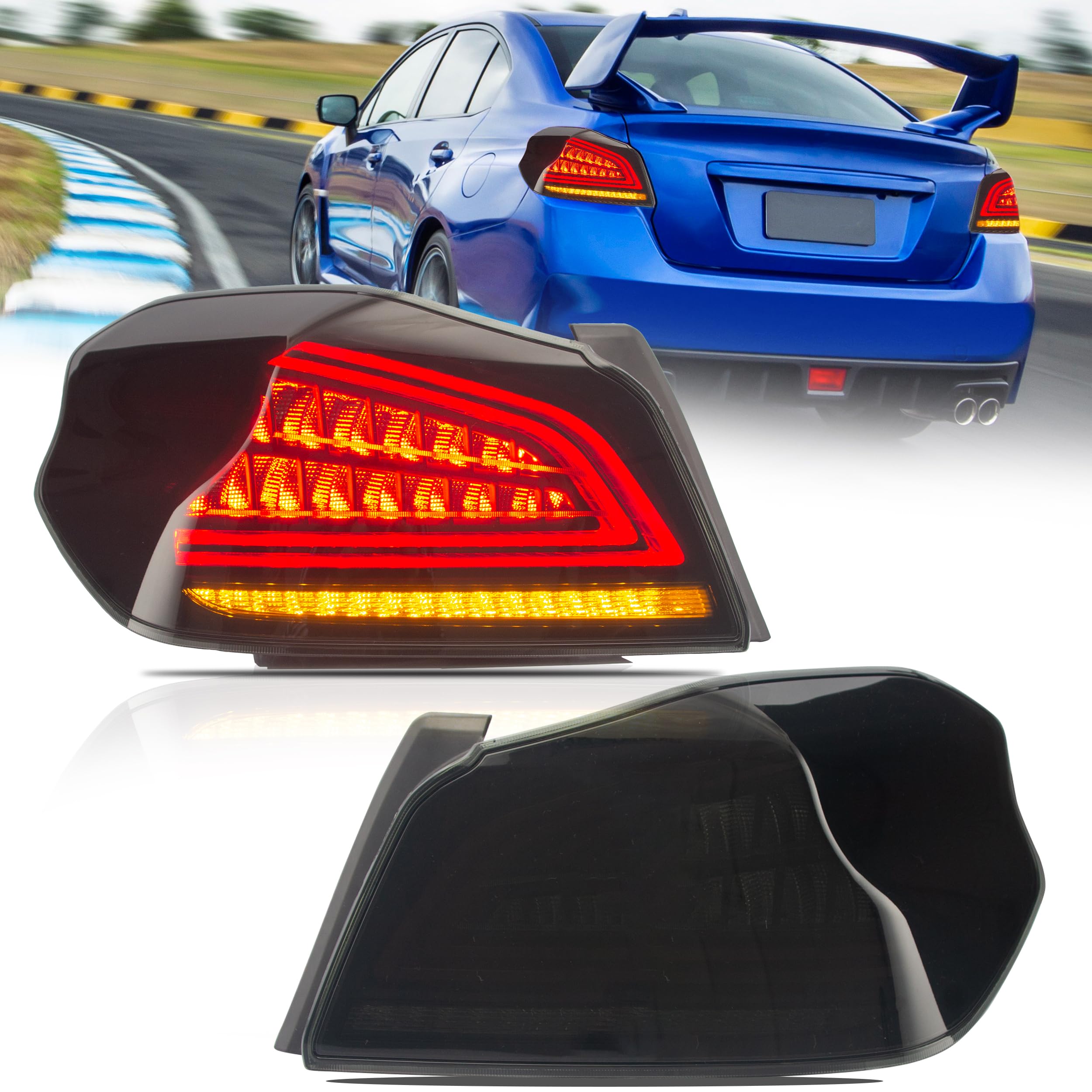 VLAND LED Tail Lights Assembly - Smoked Black for 2014-2021 Subaru WRX/STI 1st Gen | High-Performance Lighting Upgrade for Night Driving & Car Customization