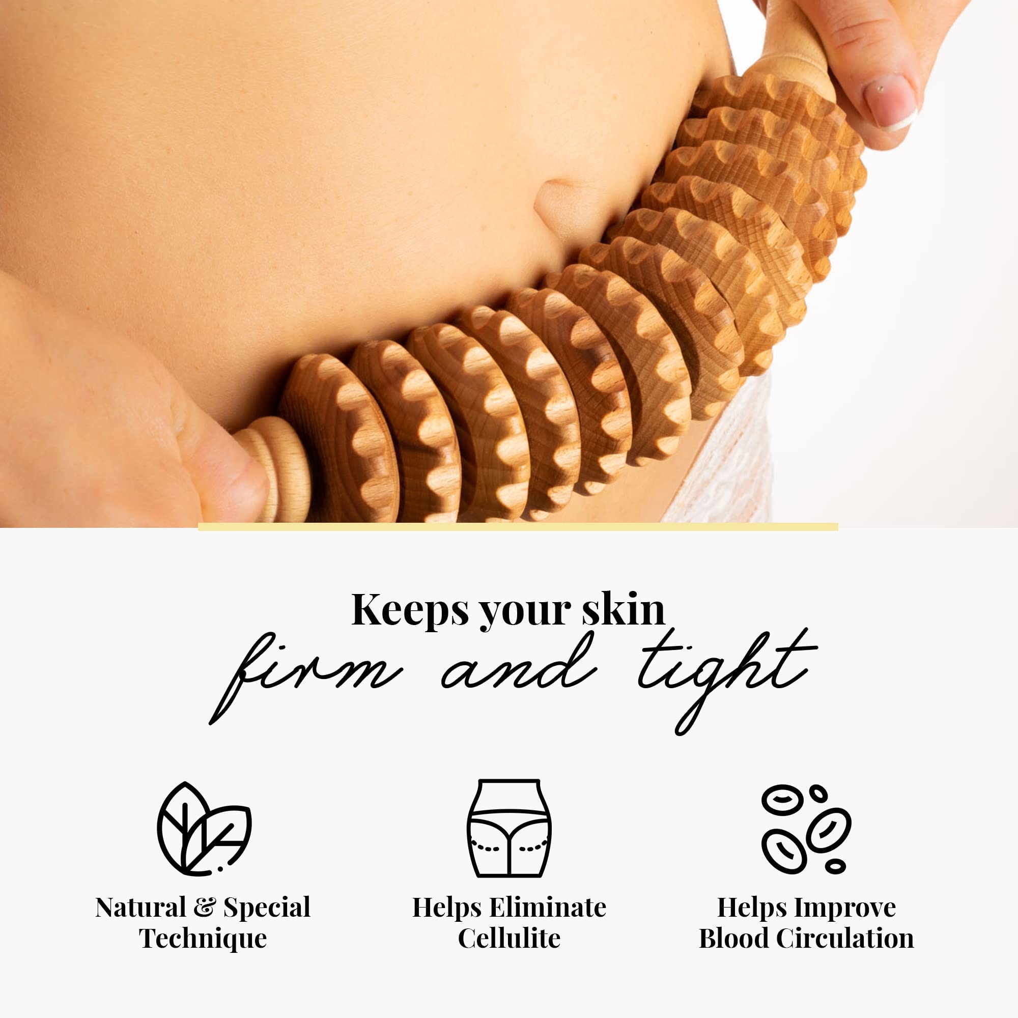 Tuuli Accessoires Maderotherapie Wooden Massage Roller Set - Anti-Cellulite & Lymphatic Drainage Therapy Kit for Body Sculpting & Relaxation - Perfect for Home Spa, Post-Workout Recovery & Self-Care Routine