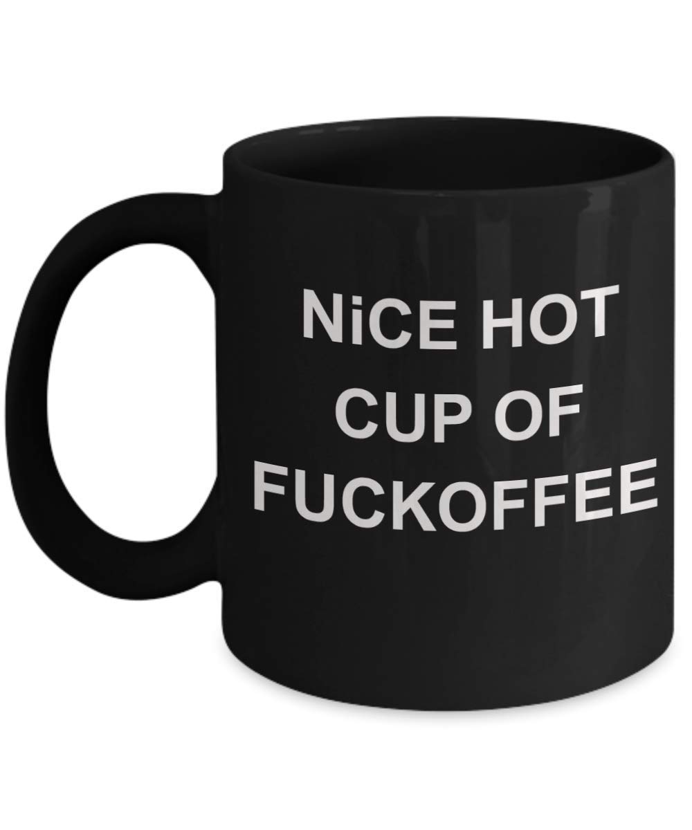 Deadpool Mug - 11 oz Black Porcelain Coffee Cup with 'Nice Hot Cup of Fuckoffee' Design - Perfect Gift for Husband, Marvel Fans & Coffee Lovers - Great for Office, Home Use & Geek Collectors