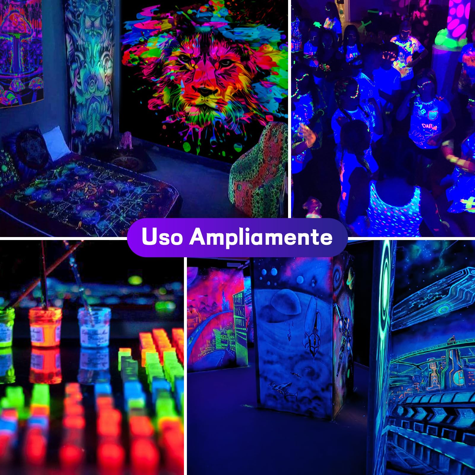 100W LED Black Light 2 Pack - Ultra Thin Blacklight Flood Lights with On/Off Switch for Glow Party, Halloween, Body Painting & UV Reactive Decor - Perfect for Dark Rooms, Dance Floors & Neon Art