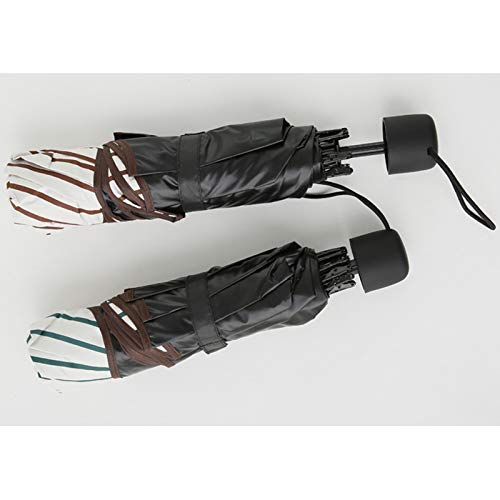 UV Protection Striped Travel Umbrella - Compact & Lightweight for Outdoor, Beach, and Daily Commute