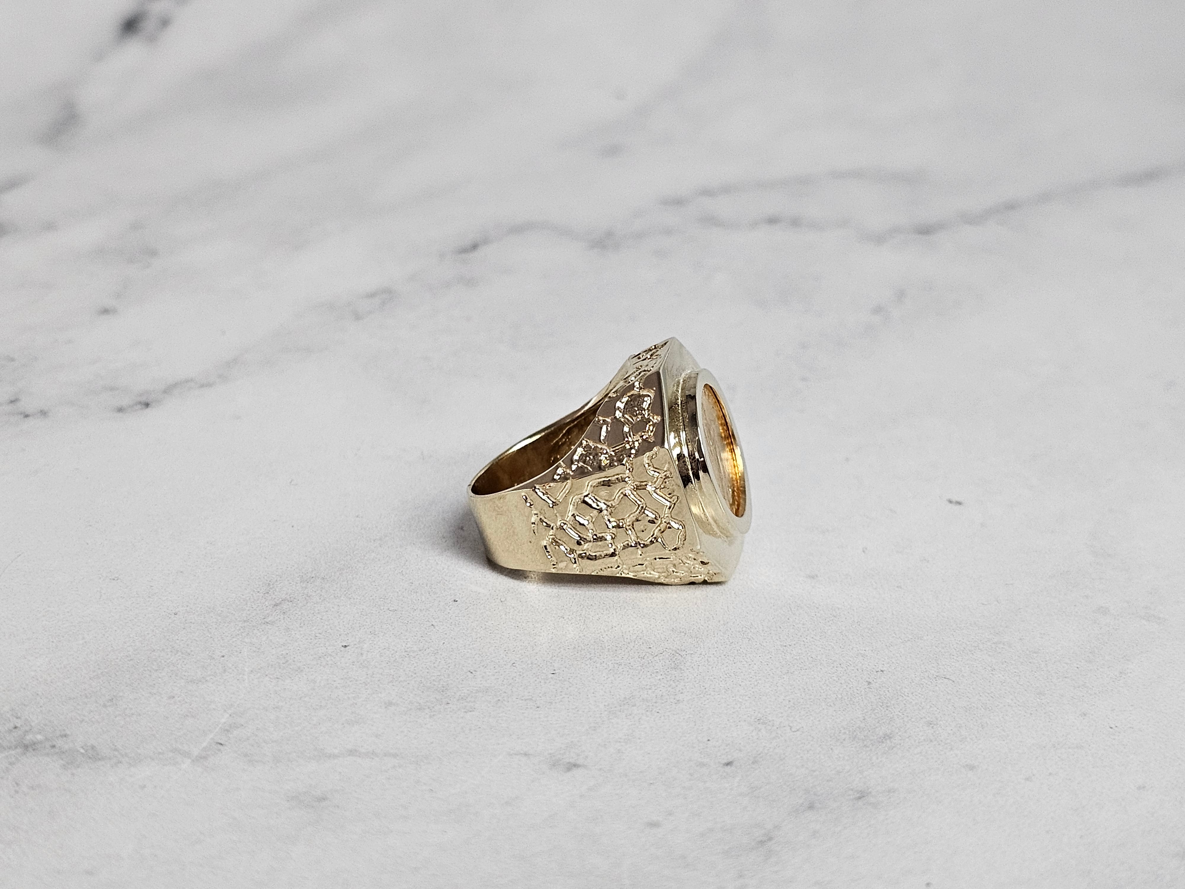 1/10OZ Lady Liberty Coin Ring - Octagon Bezel & Nugget Band - Unique Silver Jewelry for Women - Perfect for Gifts, Weddings & Special Occasions