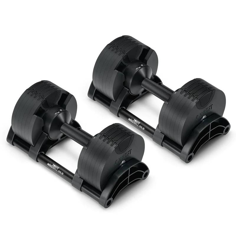 SMRTFT Nüobells 5-50lb Adjustable Dumbbell Pair - Matte Black - Home Gym Equipment for Strength Training & Weightlifting