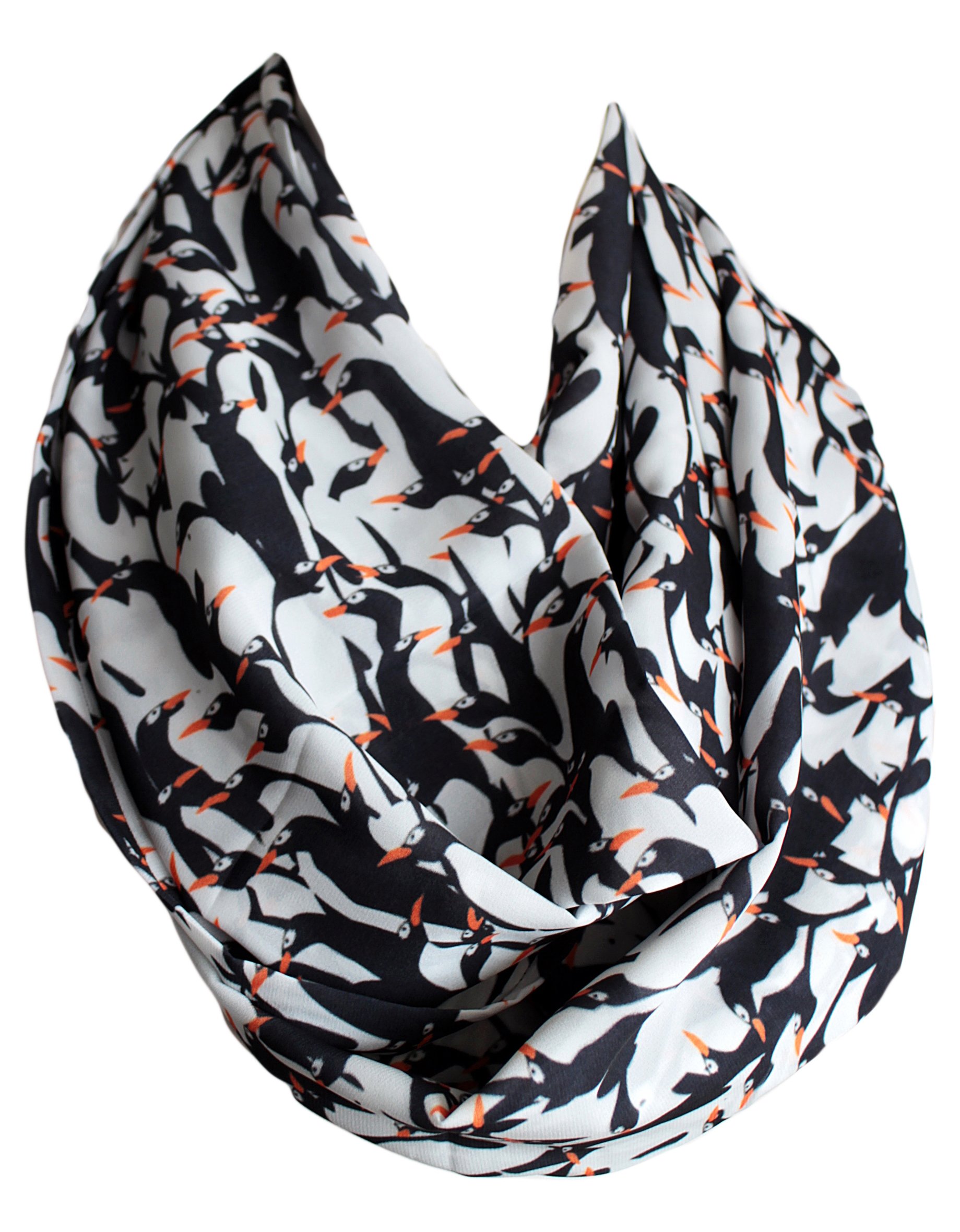 Etwoa King Penguins Print Infinity Scarf - Soft Winter Loop Scarf for Women | Perfect for Cold Weather, Outdoor Activities & Fashion Accessories