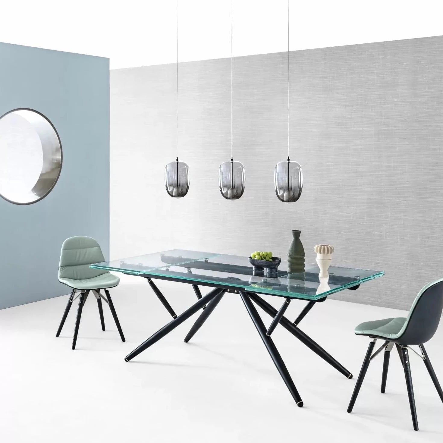 Extendable Crystal Dining Table - Elegant Modern Glass Bridge Table for Home & Office - Perfect for Small Spaces, Dinner Parties & Conference Rooms