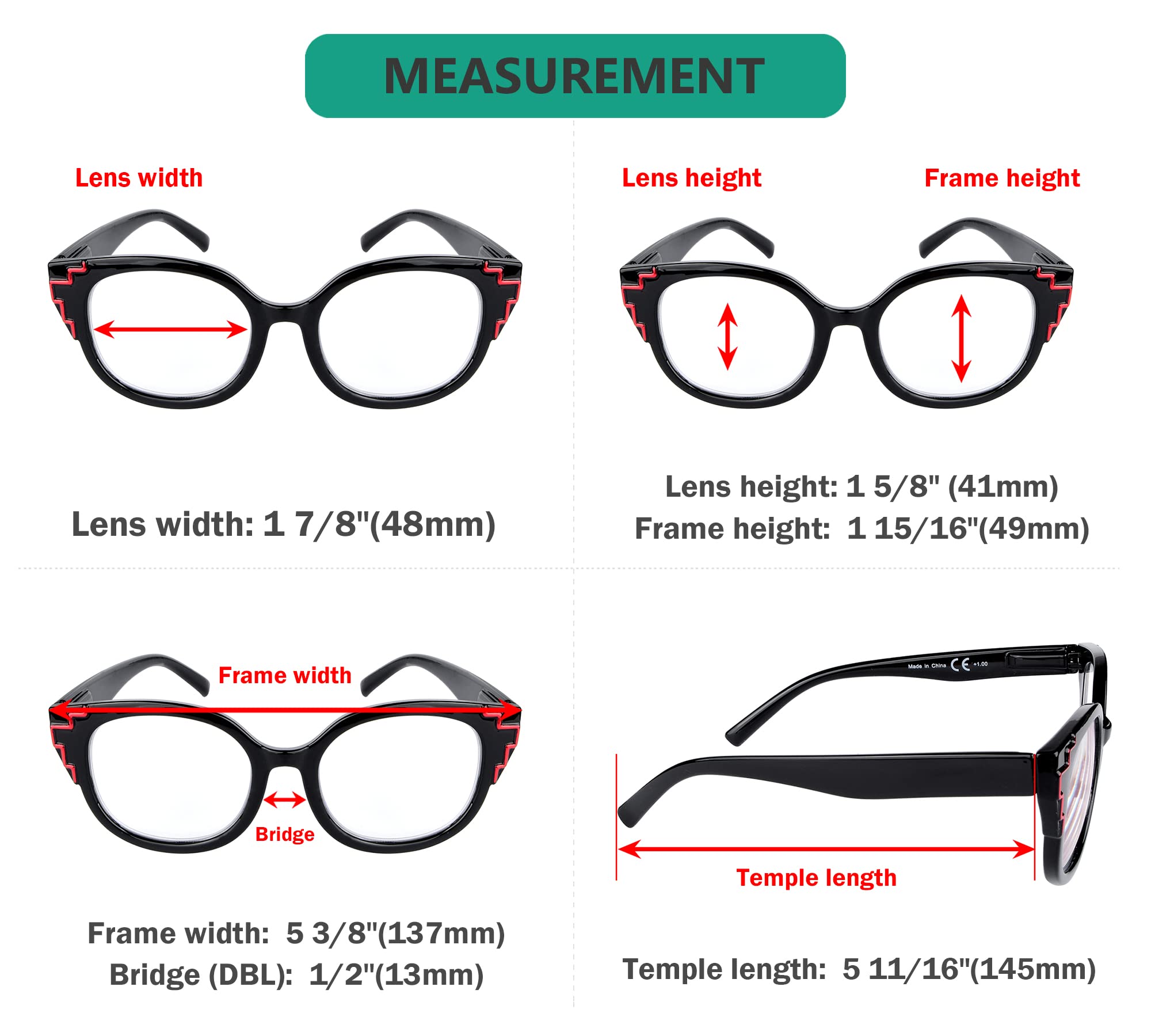 Eyekepper 5-Pack Reading Glasses for Women - Fashionable Readers +1.00 to +3.50 Strength - Lightweight Comfort for Reading, Crafts & Computer Work