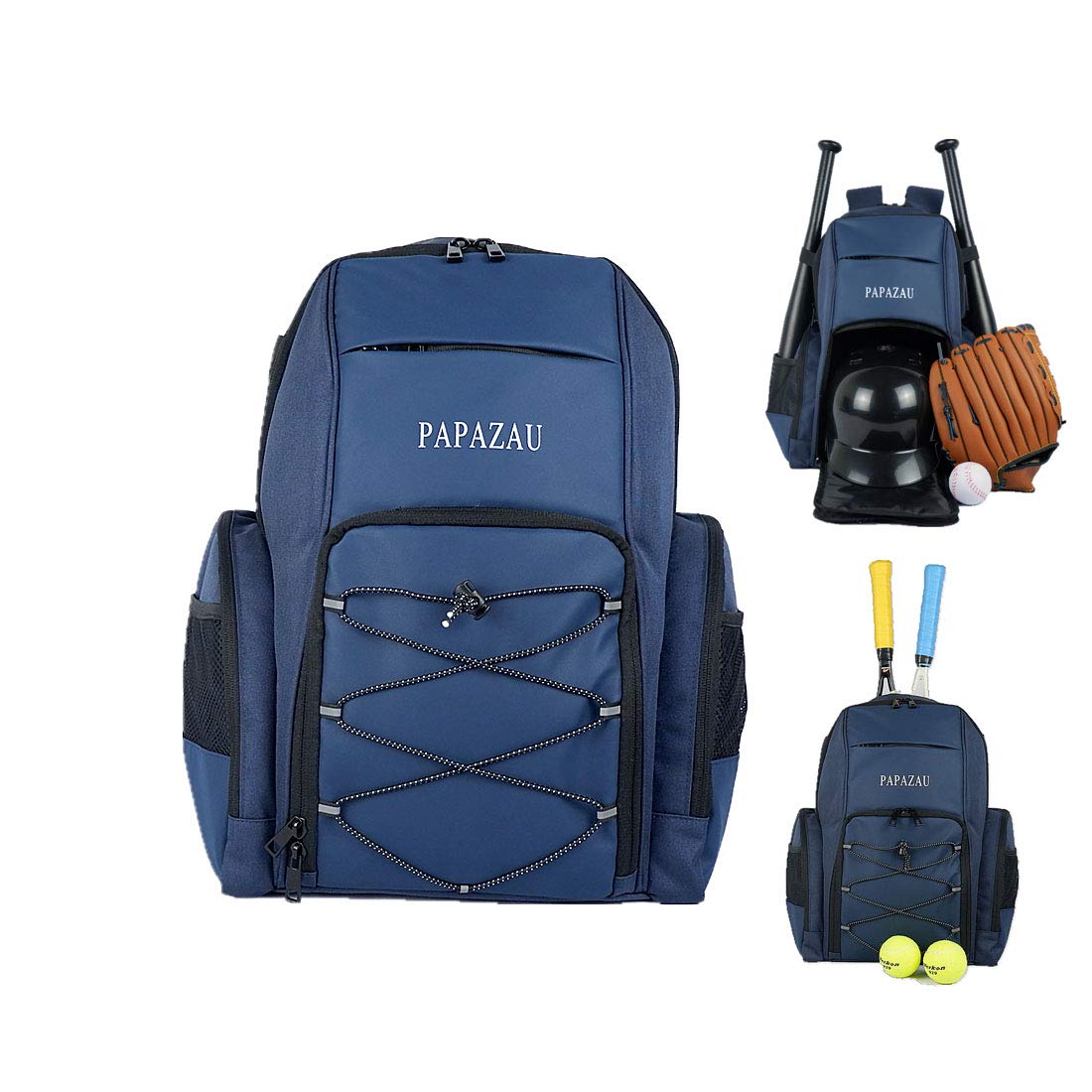 **PAPAZAU Multi-Sport Backpack for Baseball, Softball, T-Ball, Basketball, Tennis, Badminton, Soccer, Football & Volleyball – Durable Sports Equipment Bag for Training & Games**