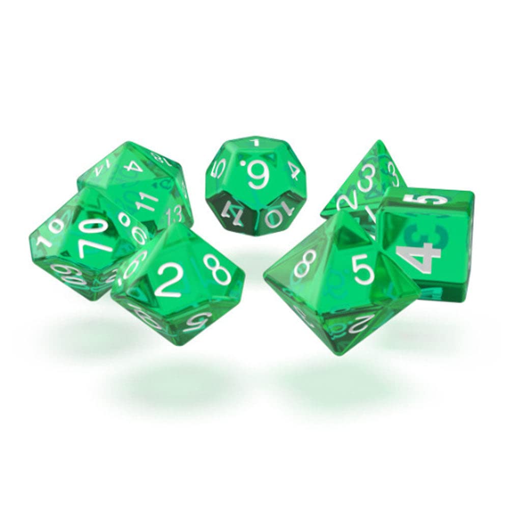 Premium Oakie Doakie Translucent Green RPG Dice Set (7-Piece) - Perfect for Dungeons & Dragons, Pathfinder, and Tabletop Roleplaying Games