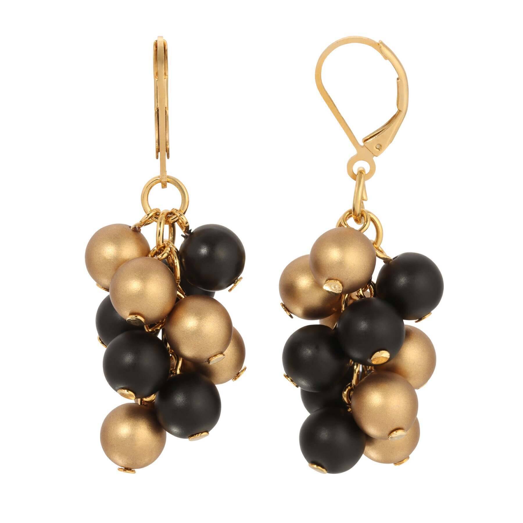 1928 Jewelry Midnight Glam Grape Cluster Beaded Drop Earrings for Women - Vintage Dangle Earrings for Evening Party, Wedding & Special Occasions
