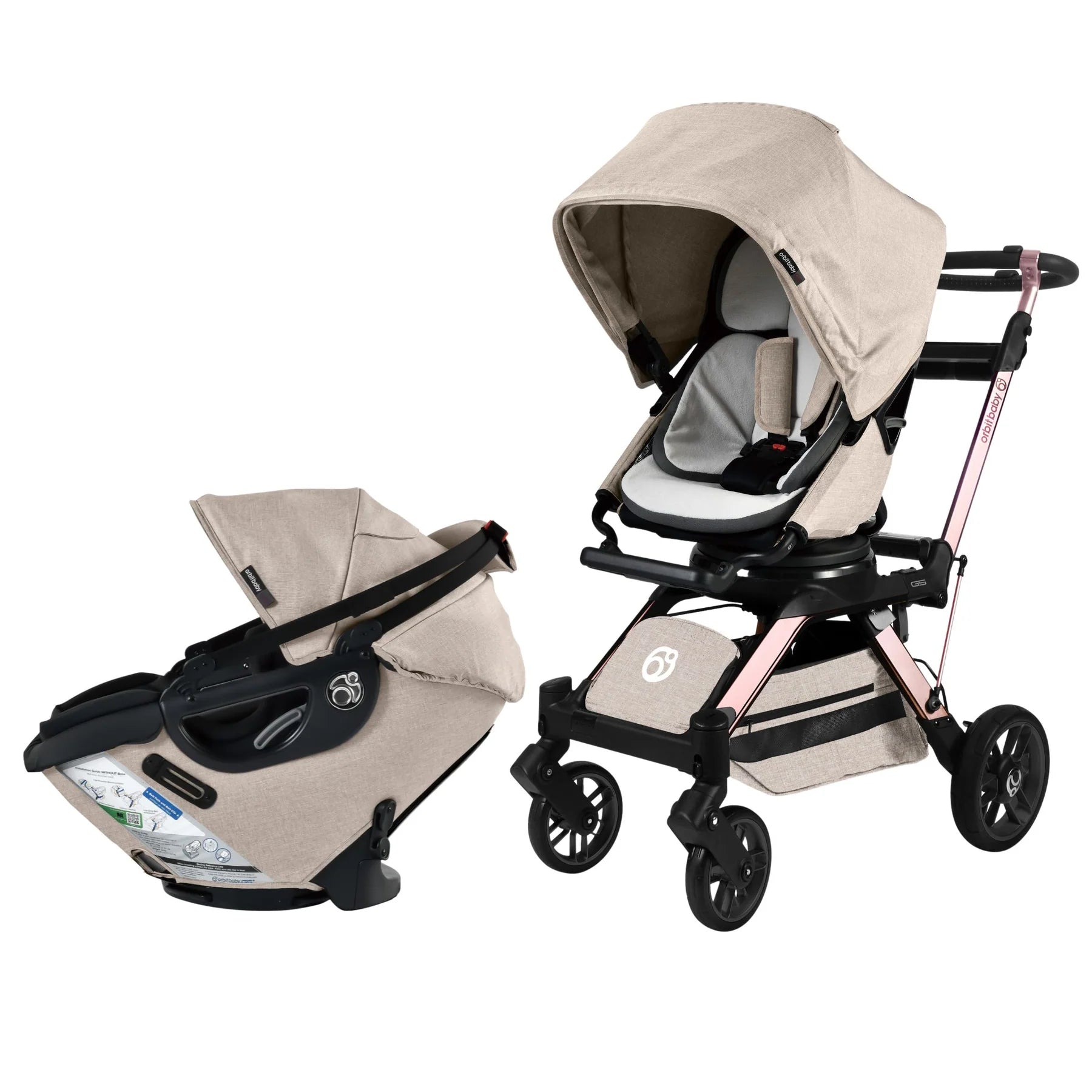Orbit Baby Stroll & Ride Travel System - Lightweight Stroller & Car Seat Combo for Infants & Toddlers | Perfect for Air Travel, Shopping & Daily Outings