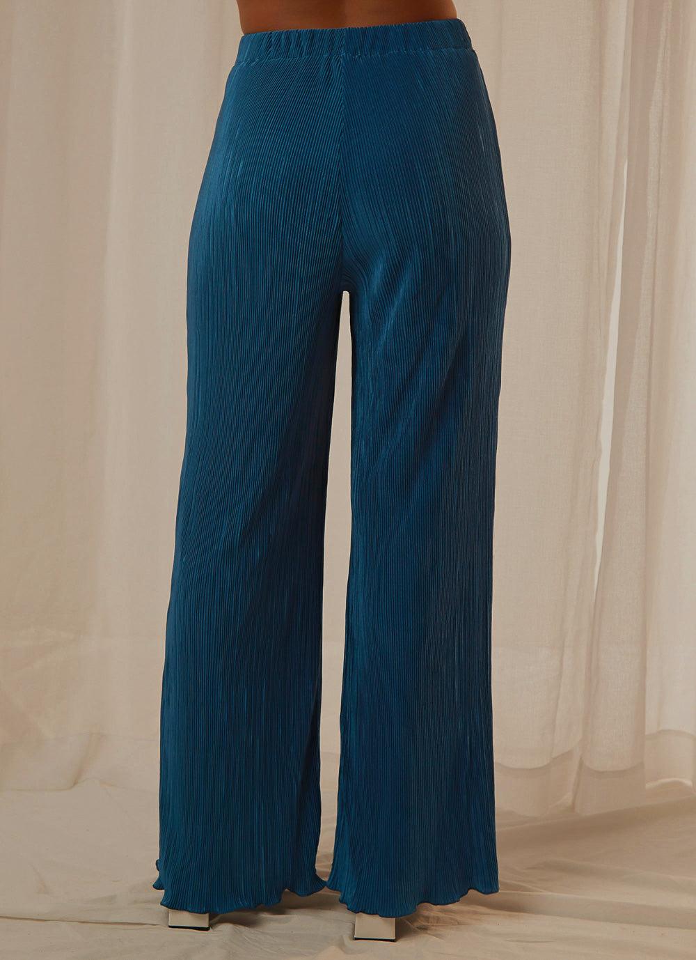 90s Muse Pants - Vintage High Waisted Wide Leg Trousers in Cobalt Blue | Retro Fashion for Women | Perfect for Casual Wear, Office Outfits & 90s Theme Parties