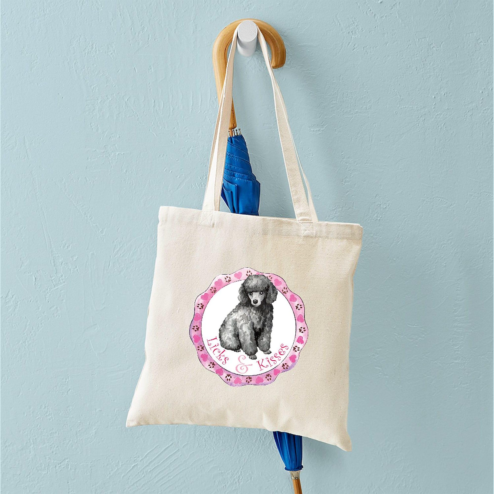 Stylish Poodle Valentine Tote Bag - Natural Canvas Reusable Shopping Bag for Women | Perfect for Groceries, Beach Trips & Valentine's Day Gifts