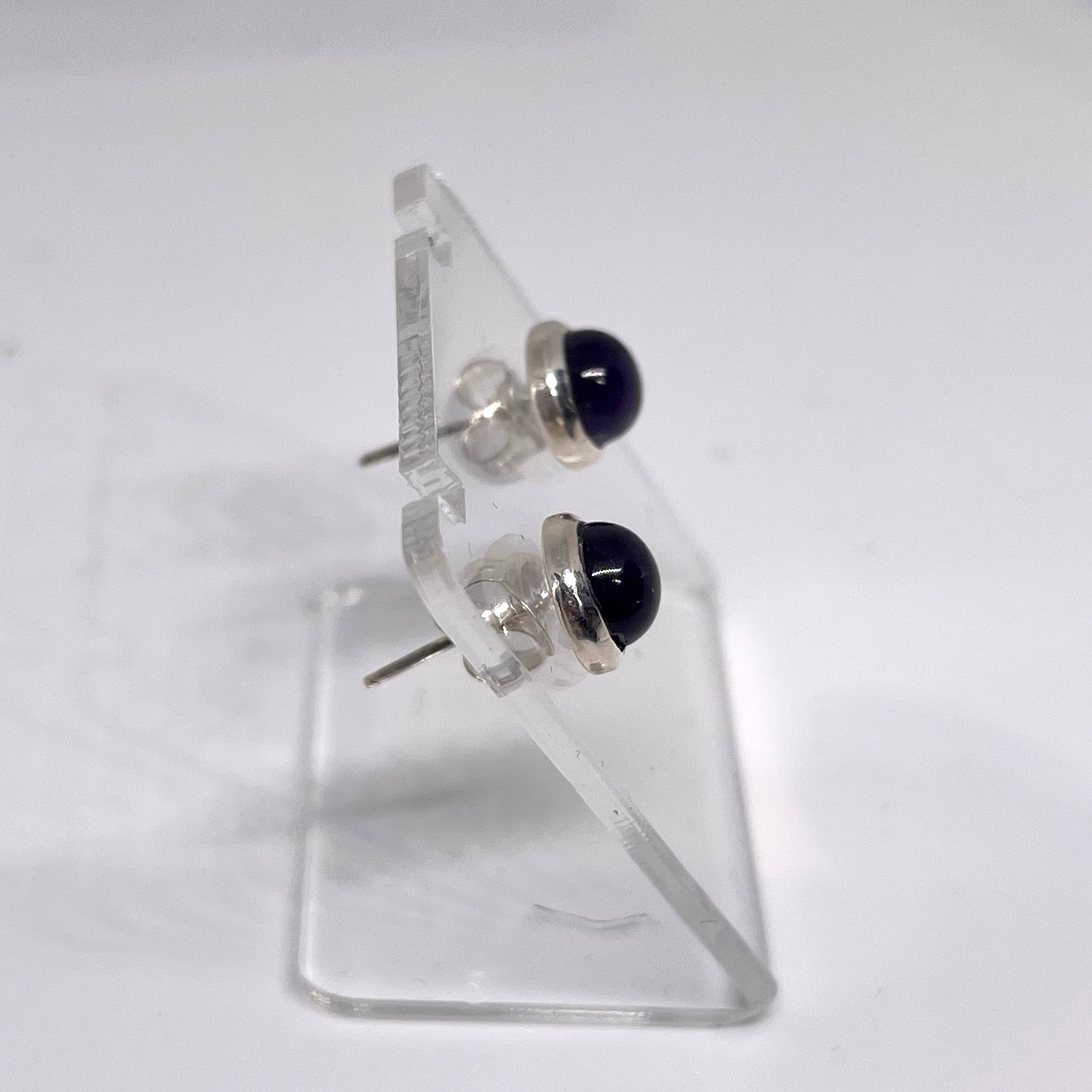 6.5mm Round Cabochon Bezel Set Stud Earrings - PSE018 - Perfect for Everyday Wear, Gift Giving & Special Occasions