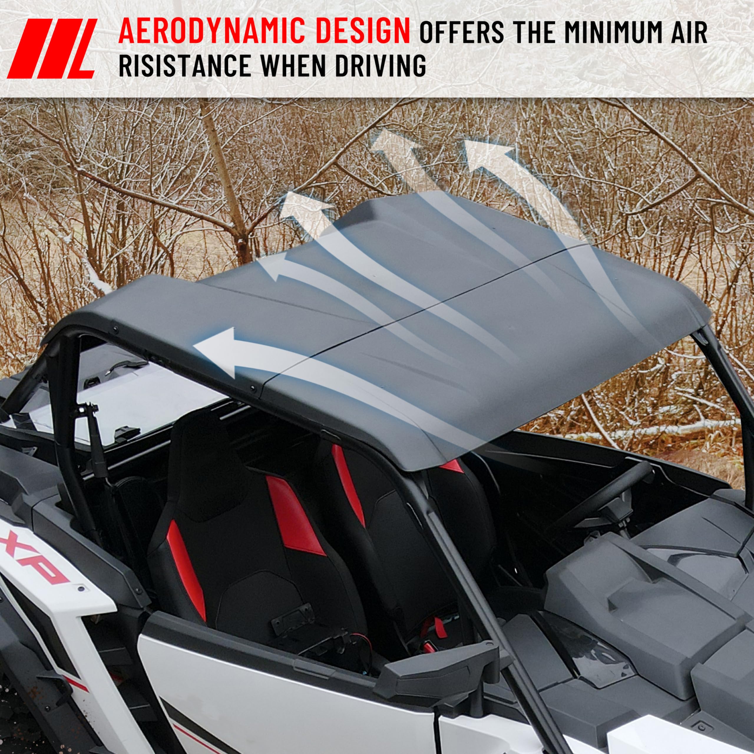 2024-2025 Polaris RZR XP 1000 Hard Plastic Roof Top - 3-Piece Dustproof Poly Roof with Sun Visor | Off-Road Accessories for UTV & Side-by-Side | Perfect for Desert, Trail & Mud Riding (Part# 2884553)