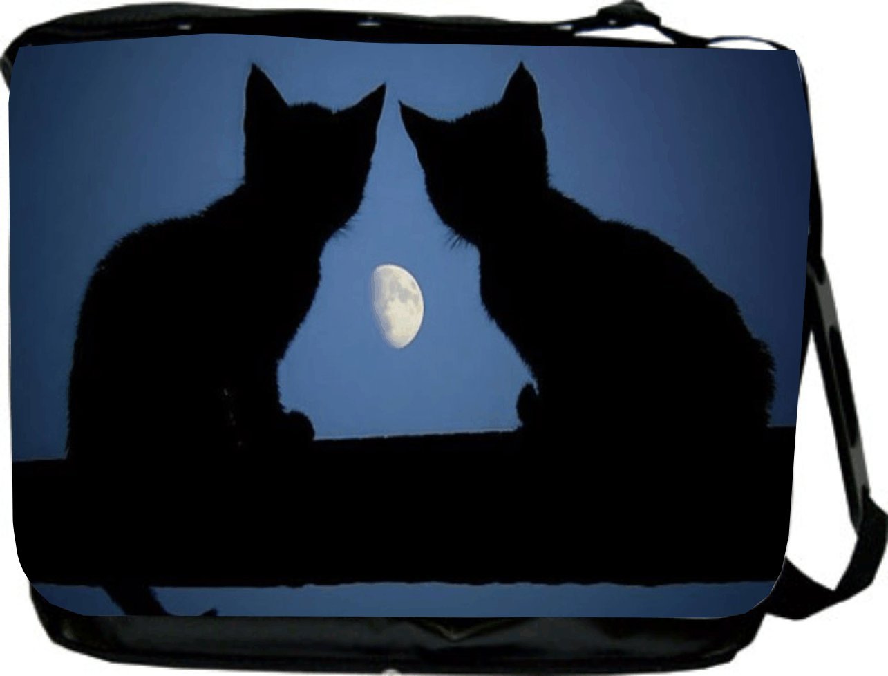 1044 Double Toggle Black Cats on Blue Design Light Switch Plate Cover - Decorative Wall Plate for Home, Bedroom, Kitchen, Office (Standard Size)